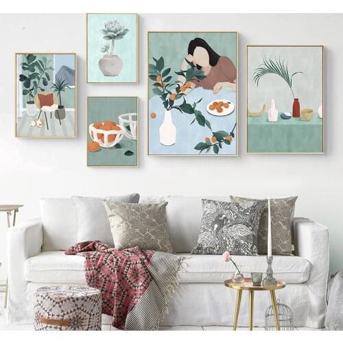 Nordic Fresh Art Flower And Fruit Restaurant Plant Wall Canvas Painting Posters And Prints Wall Pictures For Living Room Decor