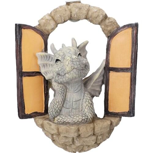 Dragon Out The Door Garden Resin Statue Outdoor Yard Art Dragon Sculpture Lawn Wall Decoration Tree Decor Ornament Garden Decor