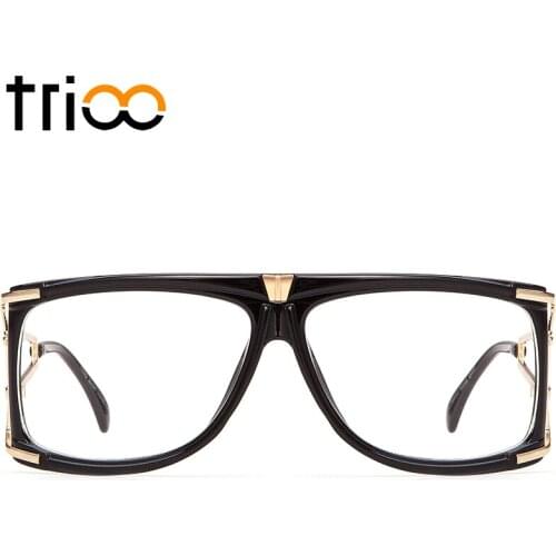 TRIOO Eyewear Accessories Black Square Spectacle Glasses Clear High Quality Transparent Cool Optical Mens Eyeglasses Frames