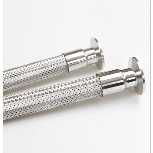 19 25 32 38 45mm Pipe OD x 1.5" 2" Tri Clamp Braided Soft Tube Bellow For Homebrew 304 Stainless Steel