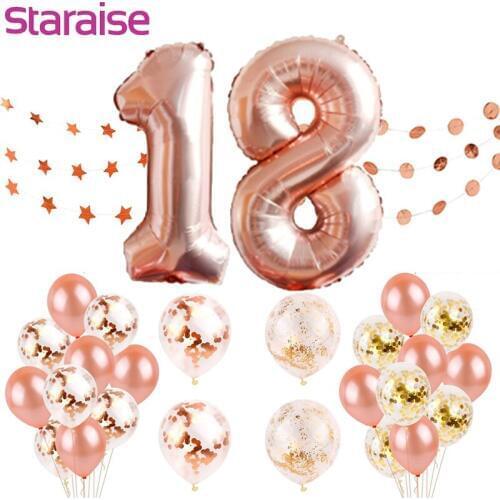 Staraise Happy Birthday Balloons Rose Gold Number Balloons 18th Birthday Party Decorations Kids Adult 18 Birthday Party Supplies