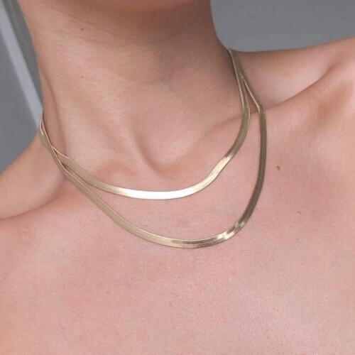 Wild&Free Gold Snake Chain Necklace For Women 3/4 mm Stainless Steel Layered Metal Chain Necklaces Jewelry Wholesale