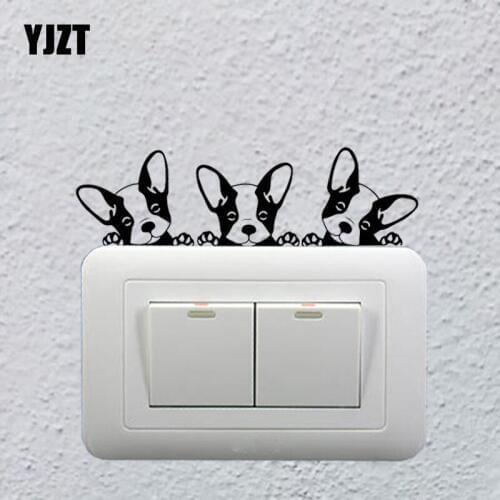 YJZT Puppies Pets French Bulldog Animals Wall Decal Home Decor Vinyl Switch Sticker Cartoon Creative 17ss0360