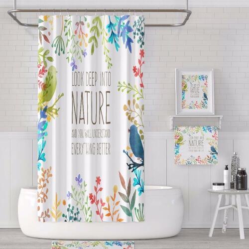 Custom Made Shower Curtain Bathroom Curtain Partition + Hooks 1.2/1.5/1.8/2x1.8m 1.5x2m 1.8x2m 2x2m 2.4x2m Colorful Leaves