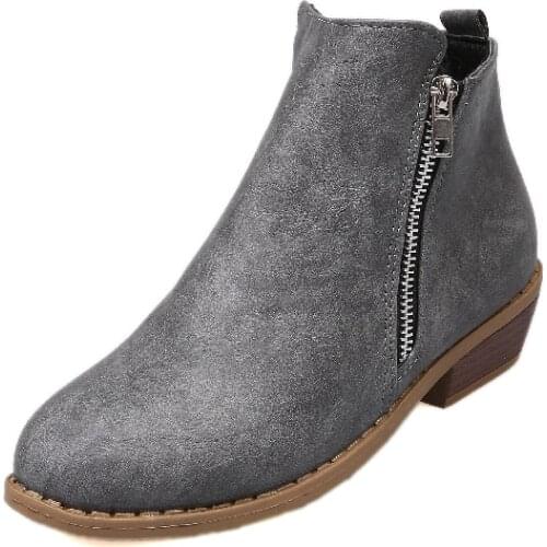 Women Leather Ankle Boots Autumn Winter Short Boots Vintage Low Heel Fashion Boot 2021 Fashion Office Party Shoes Elegant