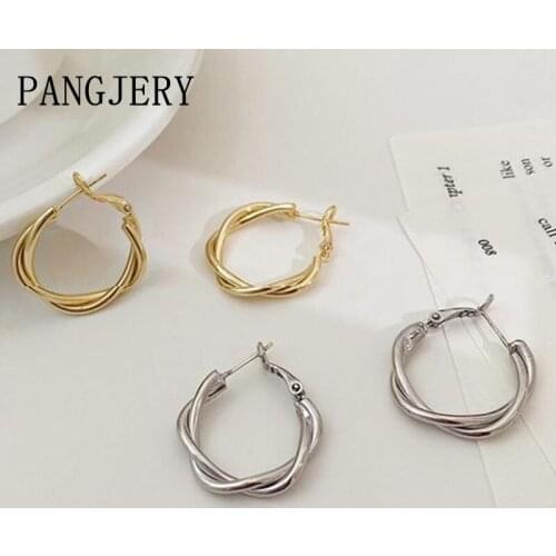 PANGJERY 925 Sterling Silver Twist Winding Earrings for Women INS Fashion Vintage Weaving Irregular Pattern Party Jewelry Gifts