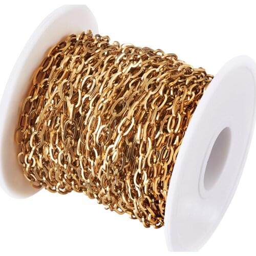 10m/roll Stainless Steel Cable Chains Roll Unwelded Golden Necklace link Chains 4mm for Jewelry Making Decoration DIY Accessory