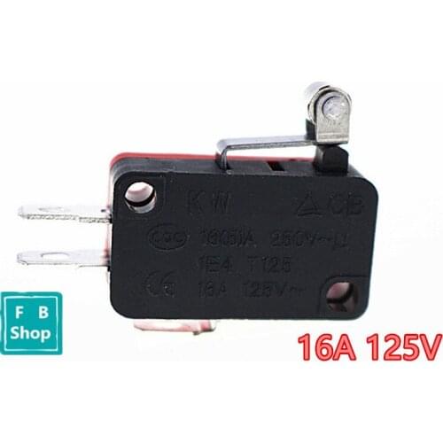 10pcs 16A 250VAC Roller long lever mini momentary roller micro switch 1NONC 3 pin micro limit switch tact push button switch R+B