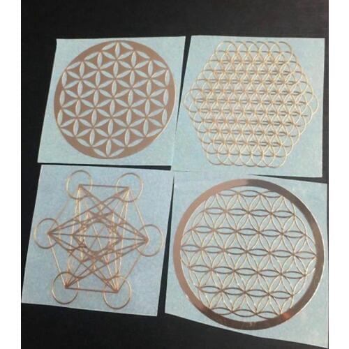 4 Pieces / Set of Flower of Life New Metal Energy Decoration Sticker Mobile Phone Case Back Sticker Cup Sticker