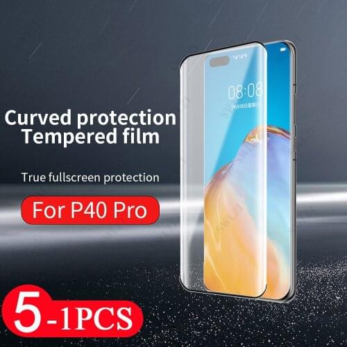 5-1Pcs full cover tempered glass for huawei P40 lite E P30 pro plus P20 protective film phone screen protector smartphone Glass