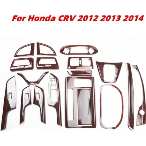 For Honda CRV 2012-14 Car Accessories Car Decoration Stickers ABS Wood Grain Steering Whee Air Panel Center Console Outlet Panel