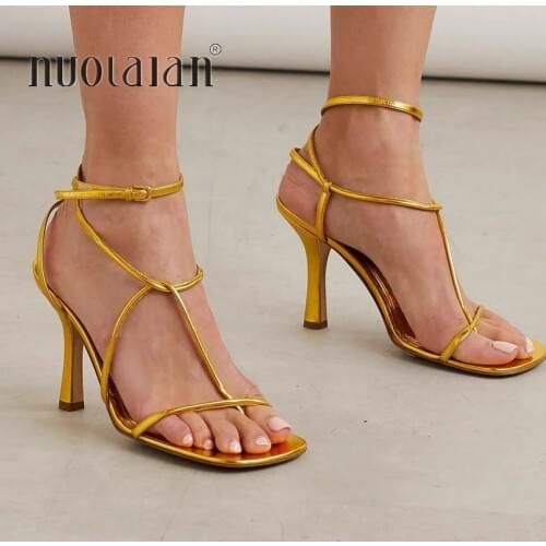 Summer Women Sandals Narrow Band Vintage Open Toe High Heels Buckle Strap High Heel Sandals Women Designer Fashion Shoes Women