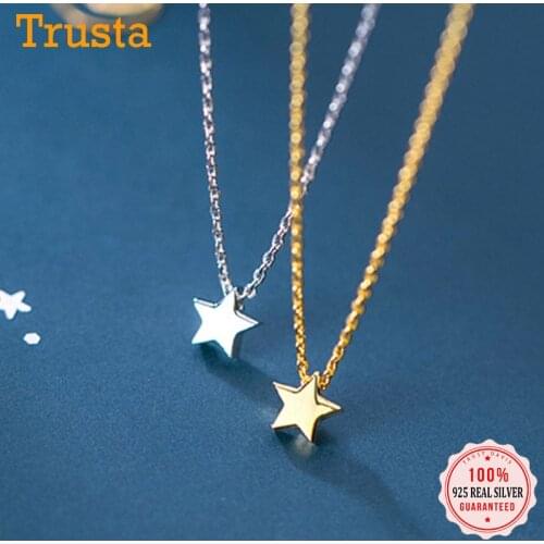 TrustDavis Real 925 Sterling Silver Fashion Romantic Mini 5mm Star Necklace For Women Wedding Valentines Day Fine Jewelry DB297