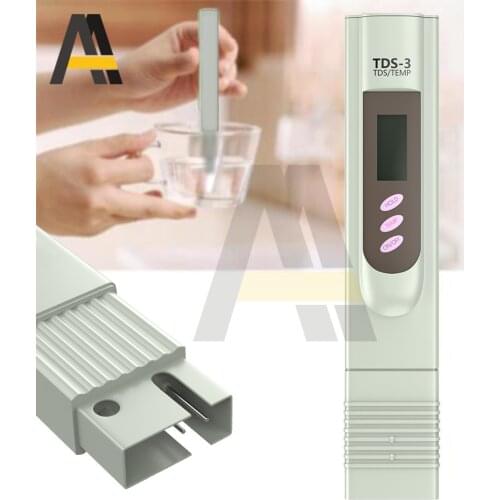 TDS Meter Digital Water Tester TDS-3 TEMP Meter 0-9990ppm TDS-3/TEMP LCD Display Water Monitor Purity Measure Tool for Pool