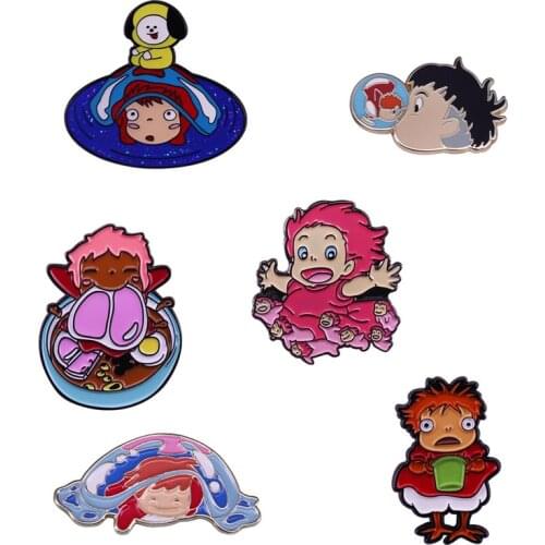 Ponyo on the Cliff anime action figure prefect quality metal Ponyo Sosuke broochs children Toys home decoration