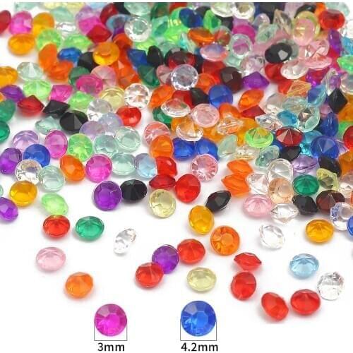 Hot 1000pcs 4.2/3 mm Acrylic Diamond Crystal Bling Transparent Confetti For Wedding Decoration Confetti Table Scatter Beads