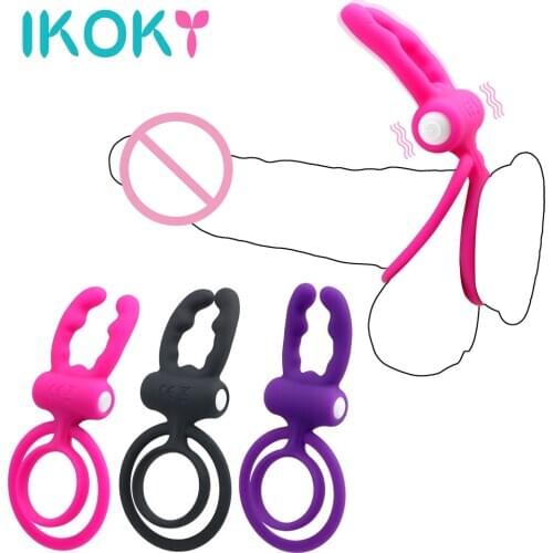 IKOKY Tongue Licking Clit Stimulator Cock Ring Penis Ring Sex Toys for Men Male Penis Vibrator Vibrating Ring Dual Pleasure