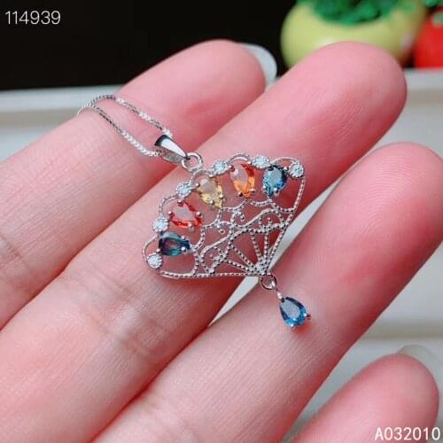 KJJEAXCMY Fine Jewelry 925 Sterling Silver inlaid Natural colored sapphire Female Woman Miss Girl Pendant Necklace noble