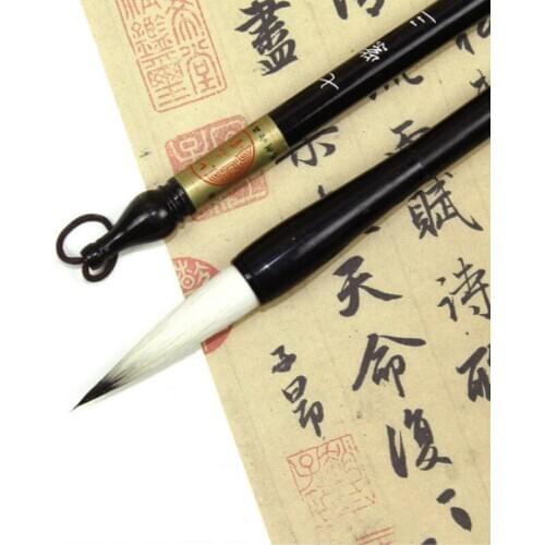 Chinese Brush Pen Woolen&purple Rabbit Hair Calligraphy Brush Caligrafia Medium Regular Script Calligraphy Brush Pen Tinta China