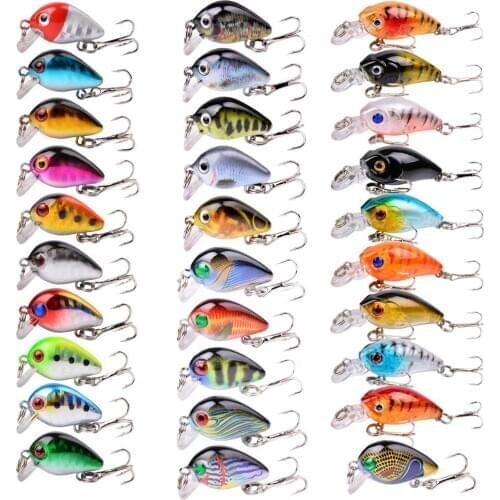Hot 30pcs/Lot High Quality Fishing lure Mixed 4 Models or 30 Color Crank Minnow lure Fishing Tackle VIB Lures Mix Fishing Bait