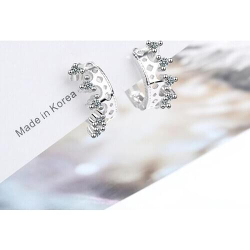 2020 Fashion 925 Sterling Silver Earrings Girl Jewelry Exquisite Crown Zircon Hoop Earring Women Anniversary Accessories KOFSAC
