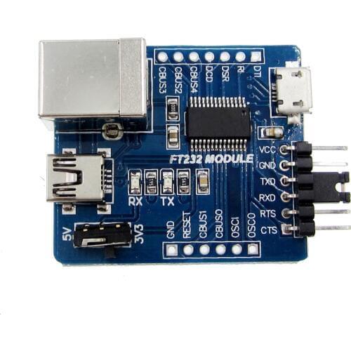 5pcs FT232 module three-in-one FT232RL USB transfer serial port module USB/MINI/micro interface