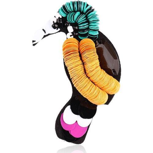 OneckOha Glitter Sequins Woodpecker Brooch Pin Animal Brooches DIY Fabric Pin Garment Accessories