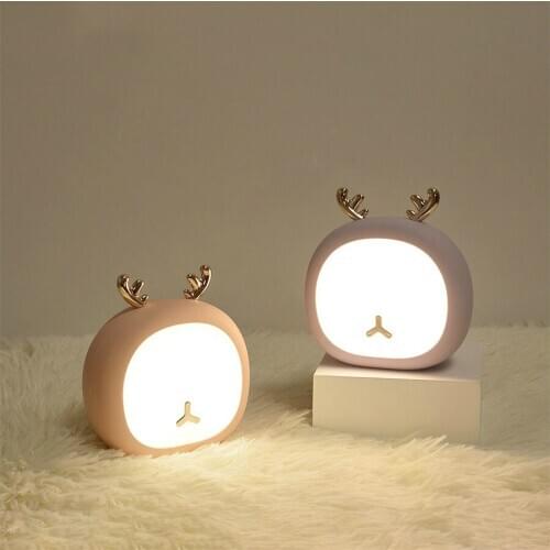 Lovely Deer Rabbit Rechargeable LED Night Lamp USB Touch Sensor Animals Night Light Holiday for Baby Bedroom Christmas Gift