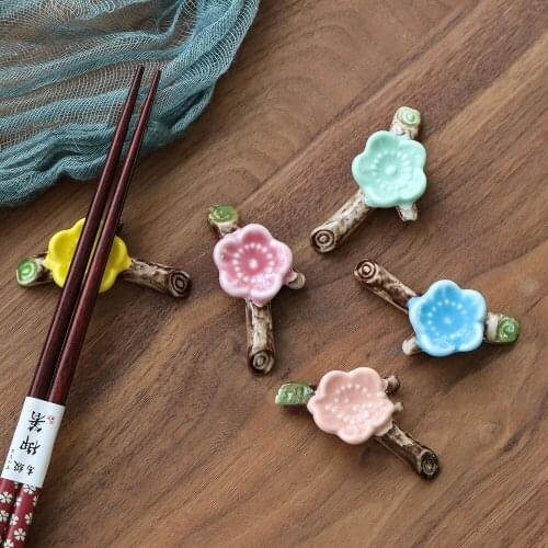 Tableware Rests Sushi Japanese Style Cherry Blossom Chopstick Rest Decorative Chop Sticks Holder Rackceramic
