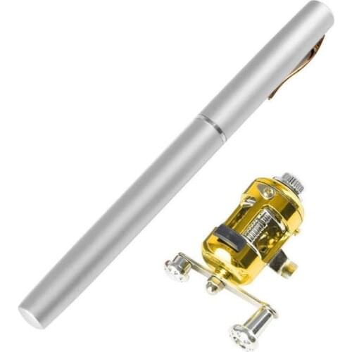 Fishing Portable Mini Telescopic Pocket Fish Pen Aluminum Alloy Fishing Rod Pole + Reel For ocean lakes rivers D1346