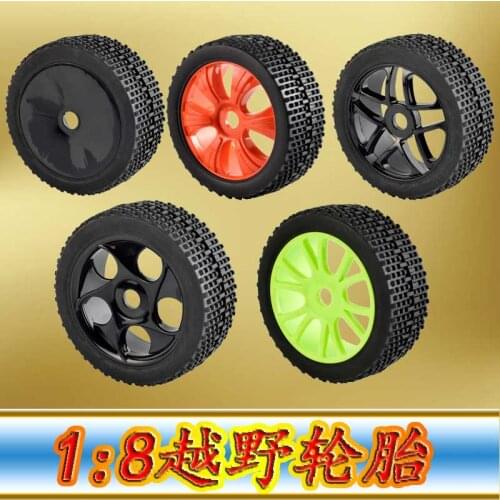 RC 1:8 Off Road Car Buggy Rubber Tires & Plastic Wheel Rims HUB HEX 17 mm