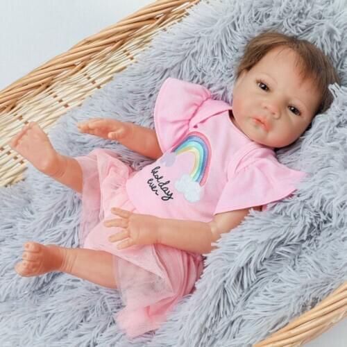 18Inch About 46cm Cute Handmade Lifelike Babies Doll Realistic Reborn Baby Doll With Rainbow Clothes Bonecas Dolls Toy Xmas Gift