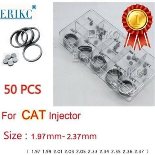 50PCS ERIKC E1024016 Shims Common Rail Injector Adjusting Shims Valve Adjustment Gaskets sizes 1.97mm~2.37mm for CAT Injector