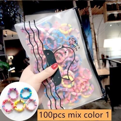 100pcs Baby Colorful Small Hair Tie Rubber Hair Rope Girl Hair Band Headband Child Girls Hair Accessories Cute Hairbands