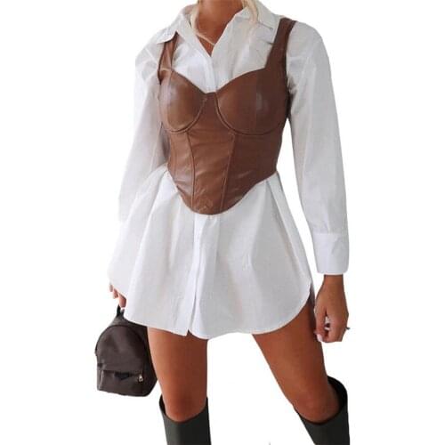 Sexy Women Crop Vest Bustiers Corsets Backless Off Shoulder Female Vest Top Faux Leather Camisole Women Tanks Top Party