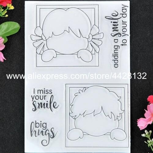 Smile Big Hungs Boy Girl Scrapbook photo cards rubber stamp clear stamp transparent stamp 9052430