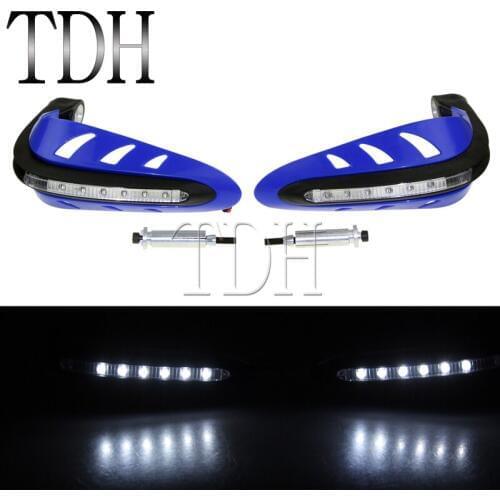 Universal Motorcycle Blue Handguards Motocross Hand Guards Protector With LED Turn Signals Light For Honda CBR 7/8" 22mm