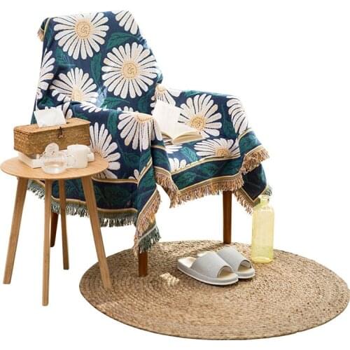 Bohemian Flowers Sofa Towel Non-slip Double Sofa Covers Multifunctional Blanket Knitted Slipcover for Living Room Decor Tapestry