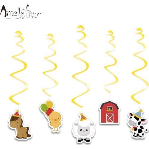Farm Animals Theme Ceiling Hanging Swirl Decoration Series 2 Farm Animal Cutout Birthday Baby Shower Party Decorations Supplies