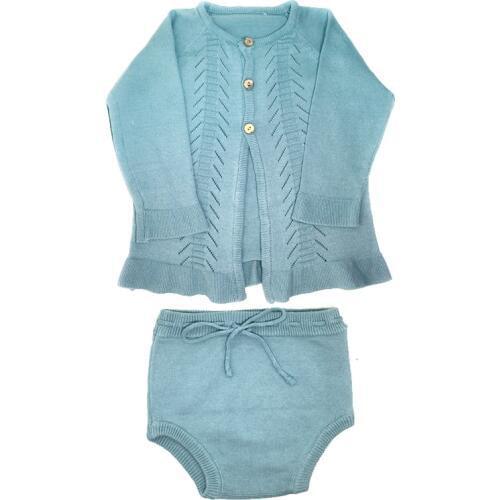 Y406New 2017 baby fashion Green cardigan + underwear newborn Combed cotton yarn baby girl and boy clothing infant clothing sets
