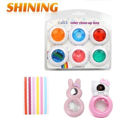 Rabbit and Kitten Close-Up Lens Mirror with Colorful Filter Magic Lens Set For Fujifilm Instax Mini 8 7S Film Camera Accessories