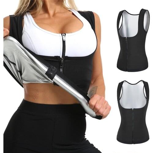 Women Sauna Shaper Vest Thermo Sweat Shapewear Tank Top Slimming Vest Waist Trainer Corset Gym Fitness Hot Workout Zipper Shirt