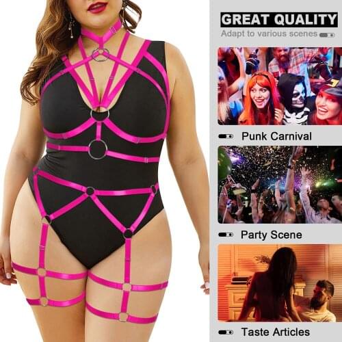 Harness Fashion Body Harness Lingerie Plus Size Plump Womens Underwear Sexy lingerie Goth Belt Stockings Garter Bdsm Necklace