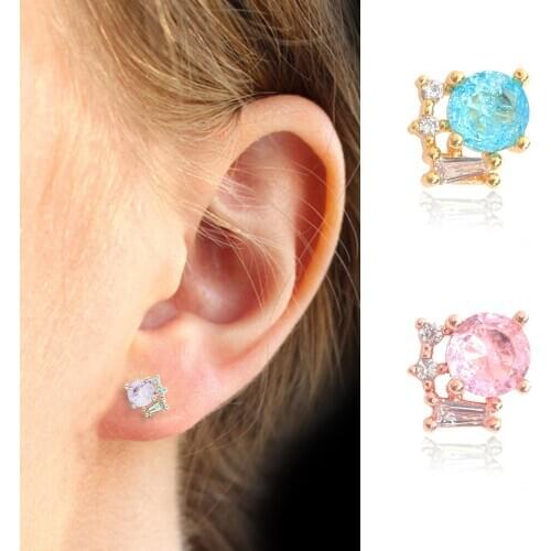 1Pc Helix Piercing Jewelry Conch Rook Lobe Tragus Stud New Rose Gold Color Cz Cartilage Earring