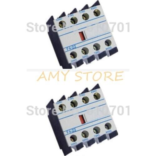 2pcs F4-22 Contact Relay Auxiliary 2NC 2NO Contactor Circuit Breaker