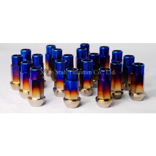 20pcs/lot Titanium TC4 GR5 Open Ended Lug Nut 12*1.25 / 12 *1.5 45mm Long for Car Wheel Rim