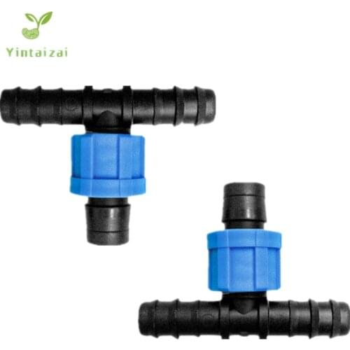 50PCS Tee 16mm Barb x Barb x 5/8" Tape For Drip Tape Greenhouse Irrigation Barb Lock Connector Drip Fittings