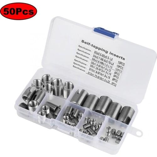50PCS M3-M12 Self Tapping Sleeve Stainless Steel Coiled Wire Helical Screw Bushing Sleeve Set Thread Inserts