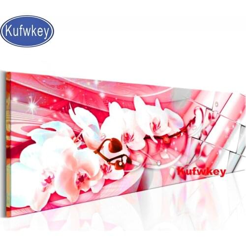 Large Size 5d DIY Diamond Painting Red Orchid Diamond Embroidery Full Display Full Square Stones Mosaic pattern of Rhinestones