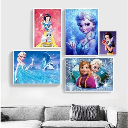 5D DIY Diamond Painting Ice Sister Elsa Anna Princess Full Diamond Embroidery Animal Home Decoration Cross Stitch Kits
